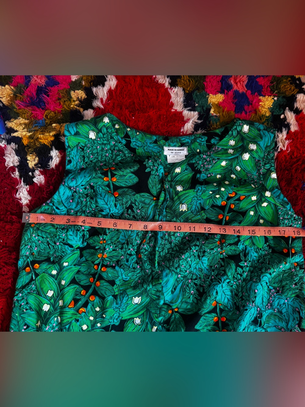 70s Vintage Hawaiian Floral Mini Dress Sz M - Picture 4 of 7